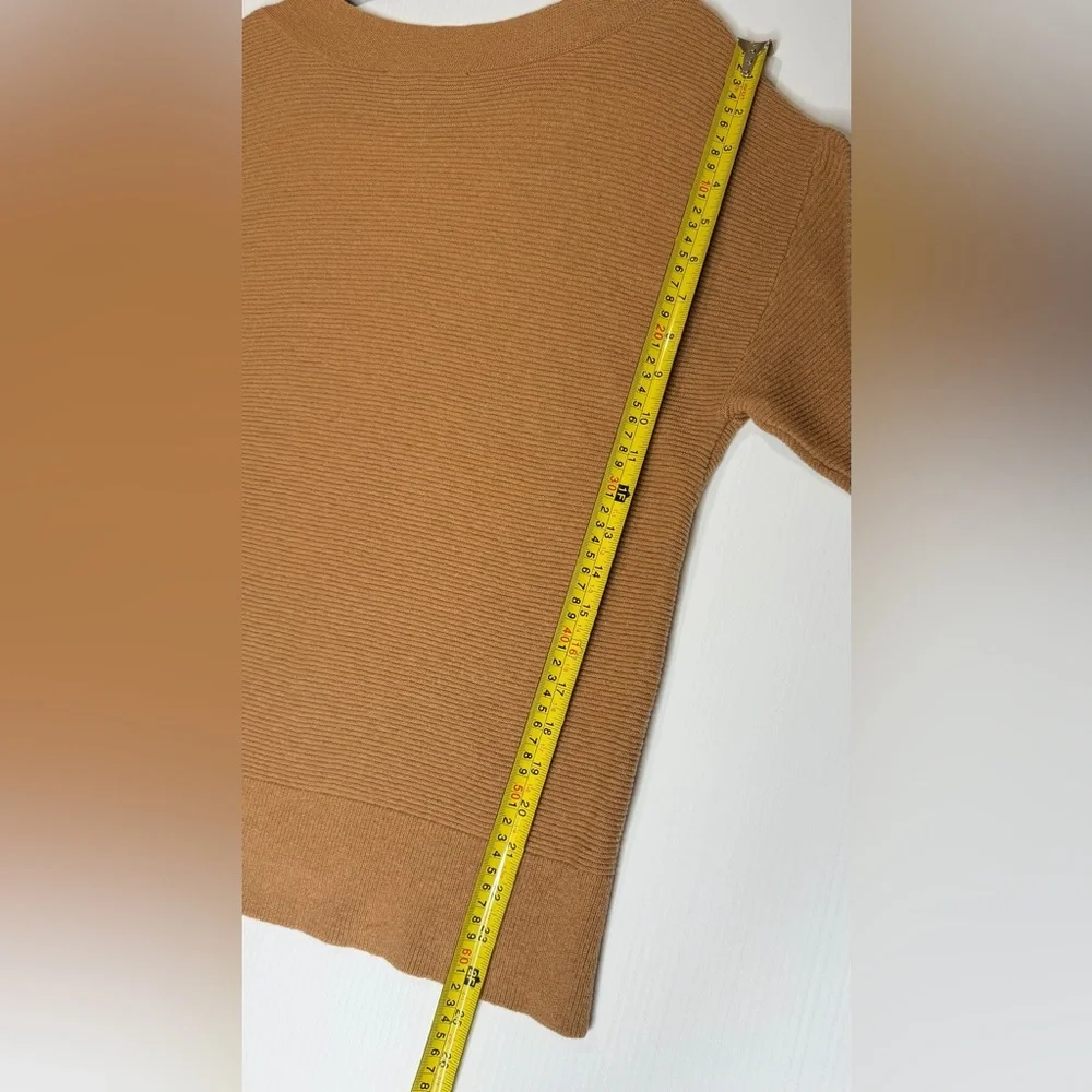 WHBM White House Black Market Ribbed V-Neck Sweater Brown - Size XL
